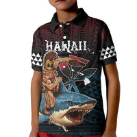 Hawaii Ikaika Kid Polo Shirt Hawaiian Mythic Koa Tribal Warrior LT05 Kid Black - Polynesian Pride