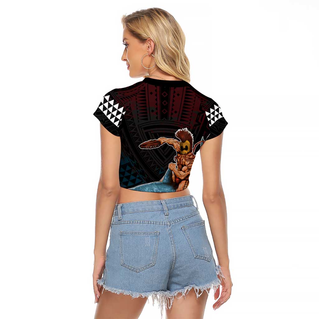 Hawaii Ikaika Raglan Cropped T Shirt Hawaiian Mythic Koa Tribal Warrior LT05 - Polynesian Pride