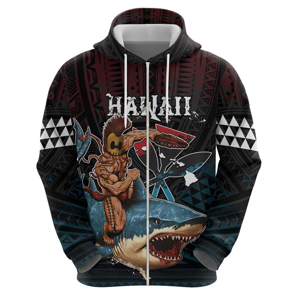 Hawaii Ikaika Zip Hoodie Hawaiian Mythic Koa Tribal Warrior