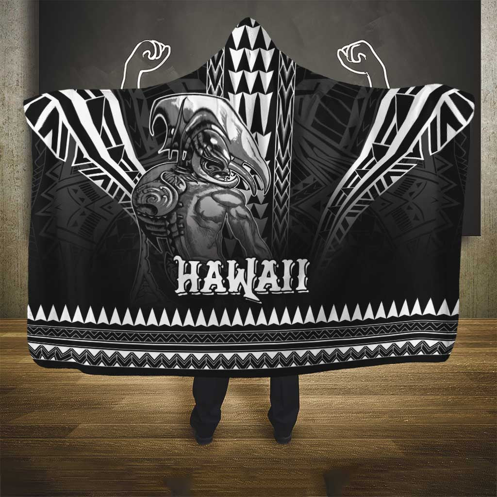 Hawaiian Ikaika Warrior Hooded Blanket Tribal Pattern