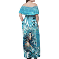 Hawaii Namaka Goddess Of The Sea Family Matching Off Shoulder Maxi Dress and Hawaiian Shirt Polynesian Style LT05 - Polynesian Pride