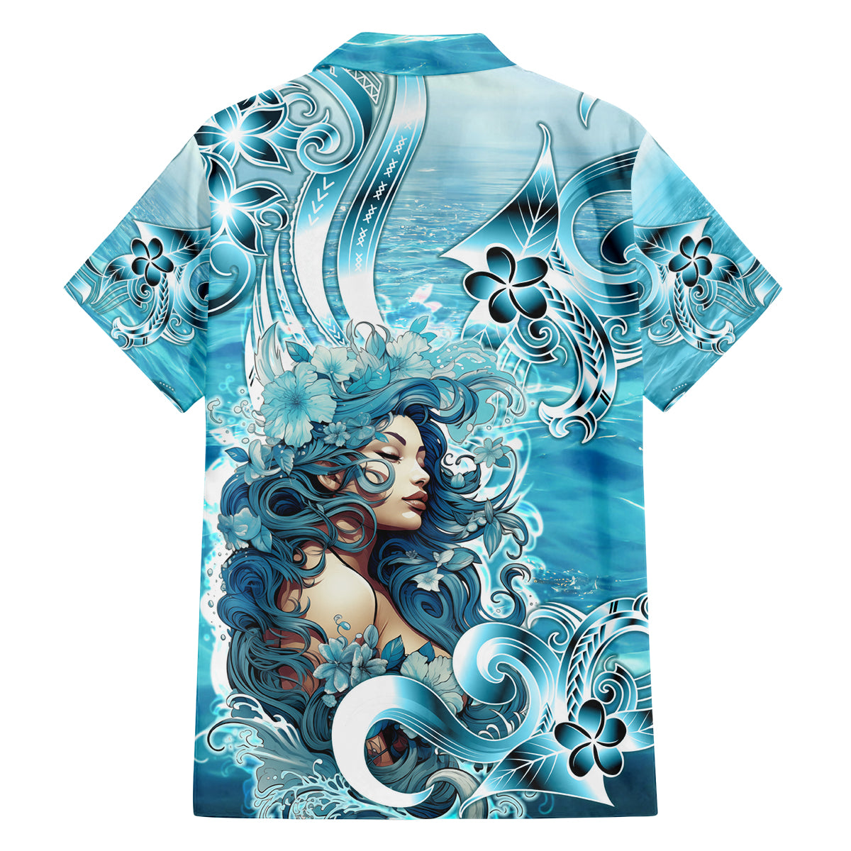 Hawaii Namaka Goddess Of The Sea Family Matching Off Shoulder Short Dress and Hawaiian Shirt Polynesian Style LT05 - Polynesian Pride