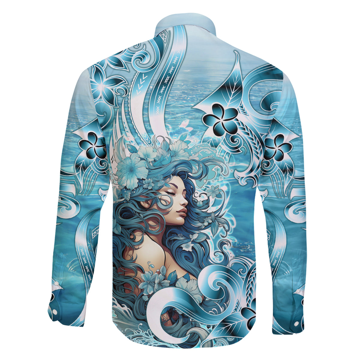 Hawaii Namaka Goddess Of The Sea Family Matching Tank Maxi Dress and Hawaiian Shirt Polynesian Style LT05 - Polynesian Pride