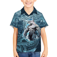 Hawaiian Shark God Kamohoalii Kid Hawaiian Shirt Polynesian Style LT05 Kid Blue - Polynesian Pride