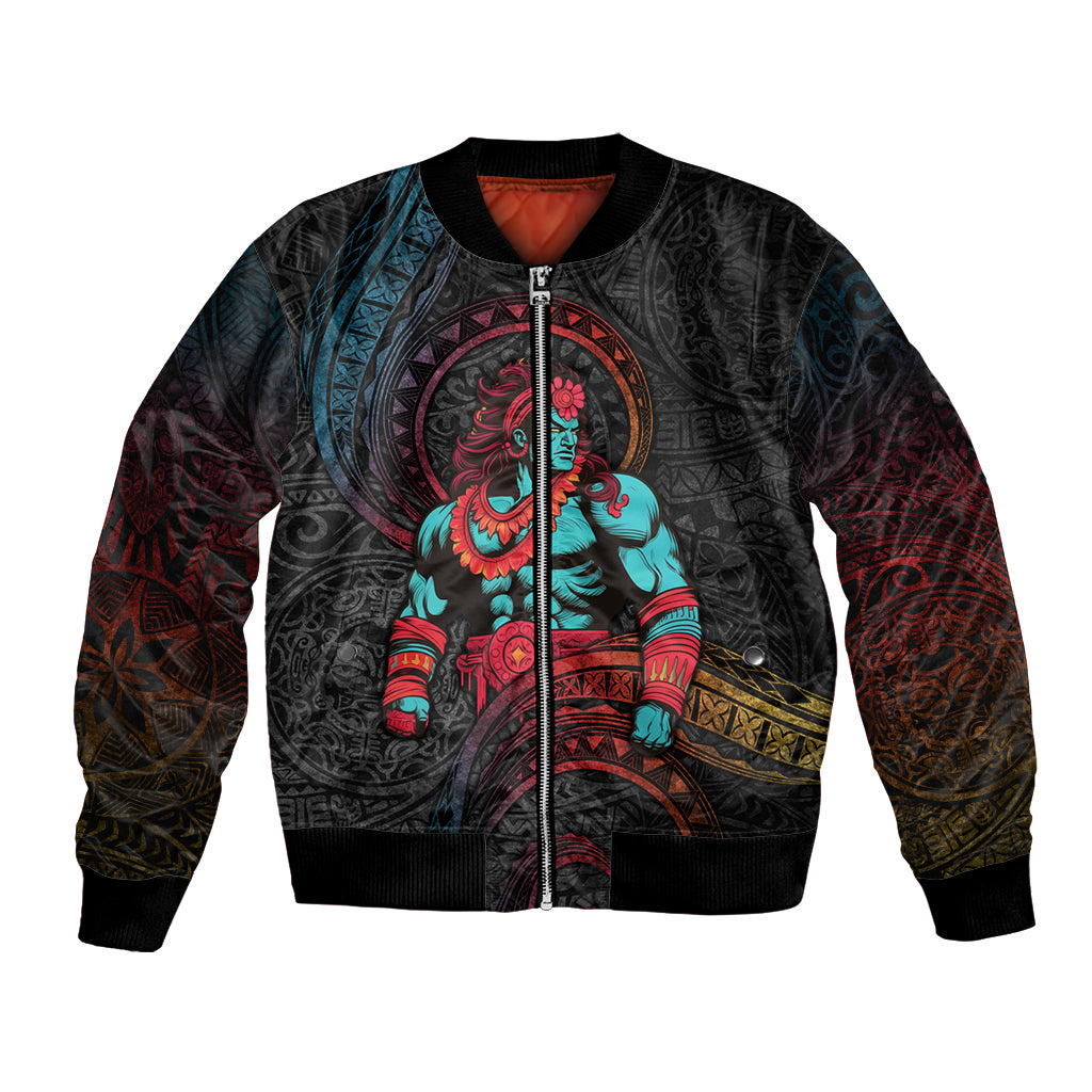 Hawaiian Demigod Maui Bomber Jacket Polynesian Mythology LT05 Unisex Black - Polynesian Pride