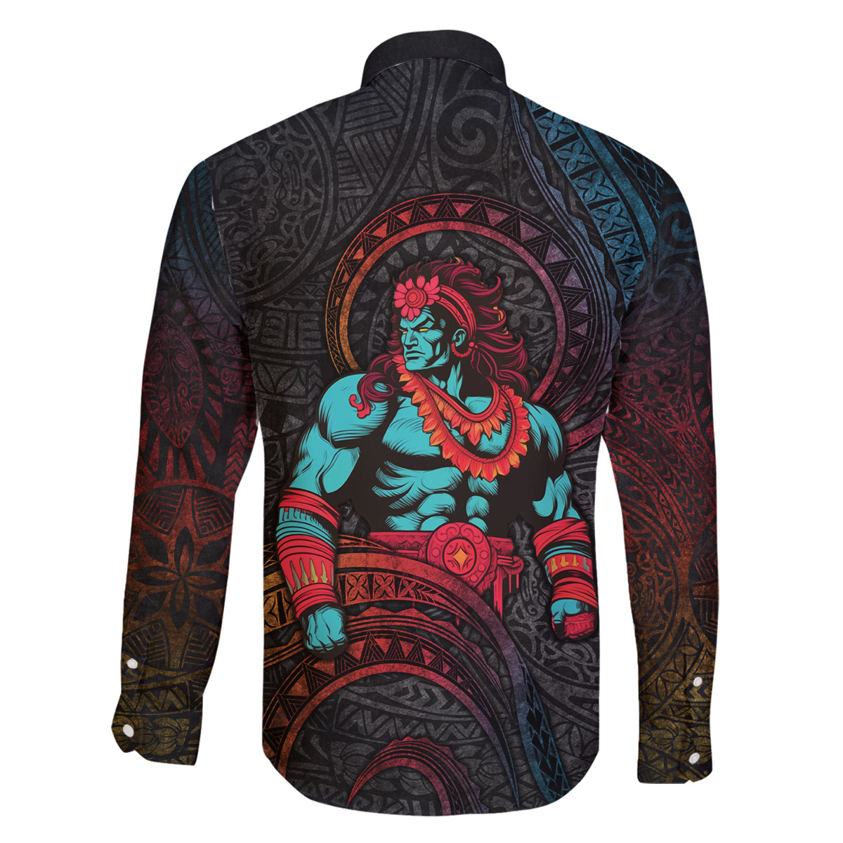 Hawaiian Demigod Maui Family Matching Long Sleeve Bodycon Dress and Hawaiian Shirt Polynesian Mythology LT05 - Polynesian Pride