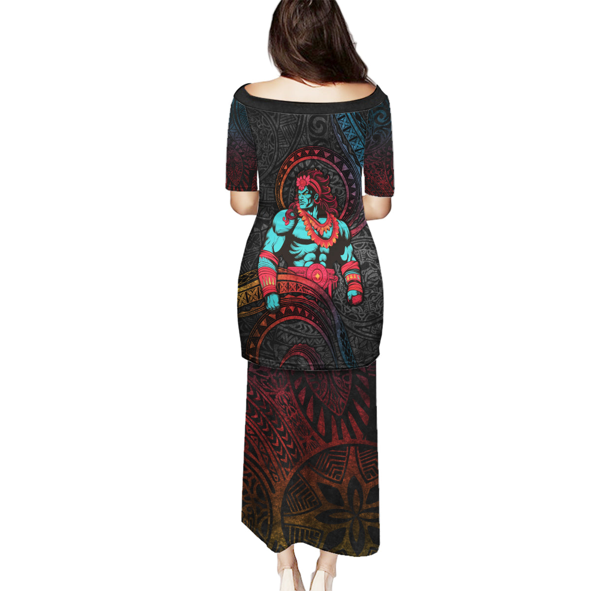 Hawaiian Demigod Maui Family Matching Puletasi and Hawaiian Shirt Polynesian Mythology LT05 - Polynesian Pride