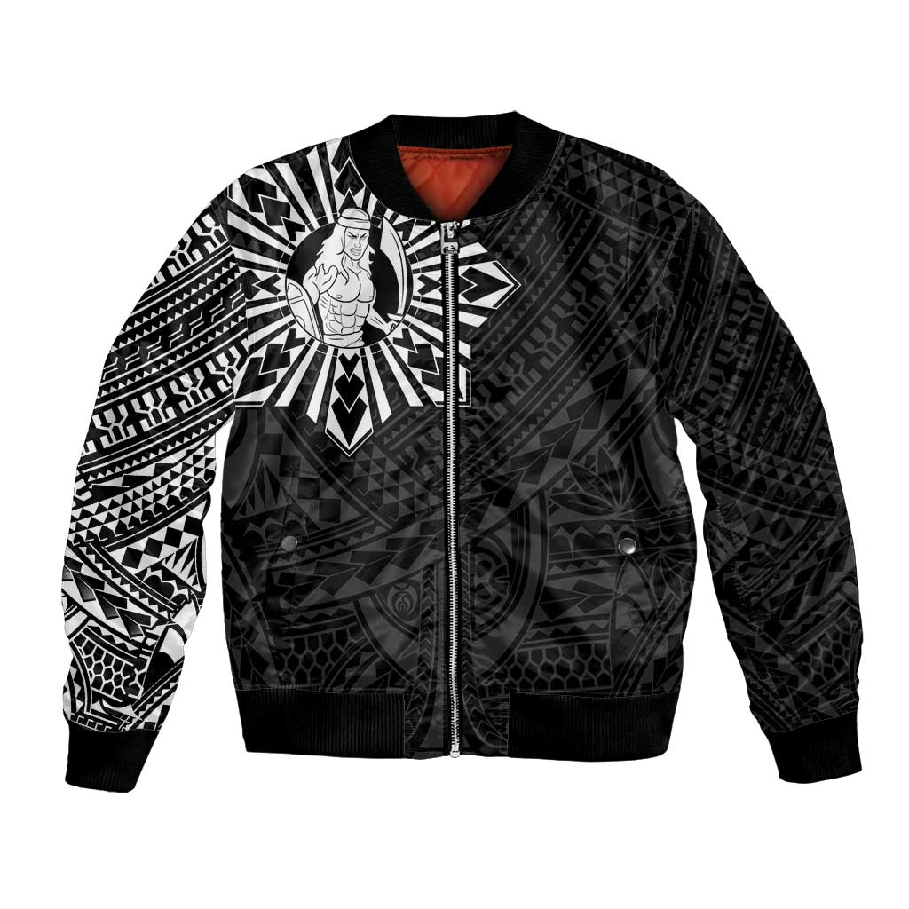 Philippines Tribal Bomber Jacket King Lapu Lapu Black Version
