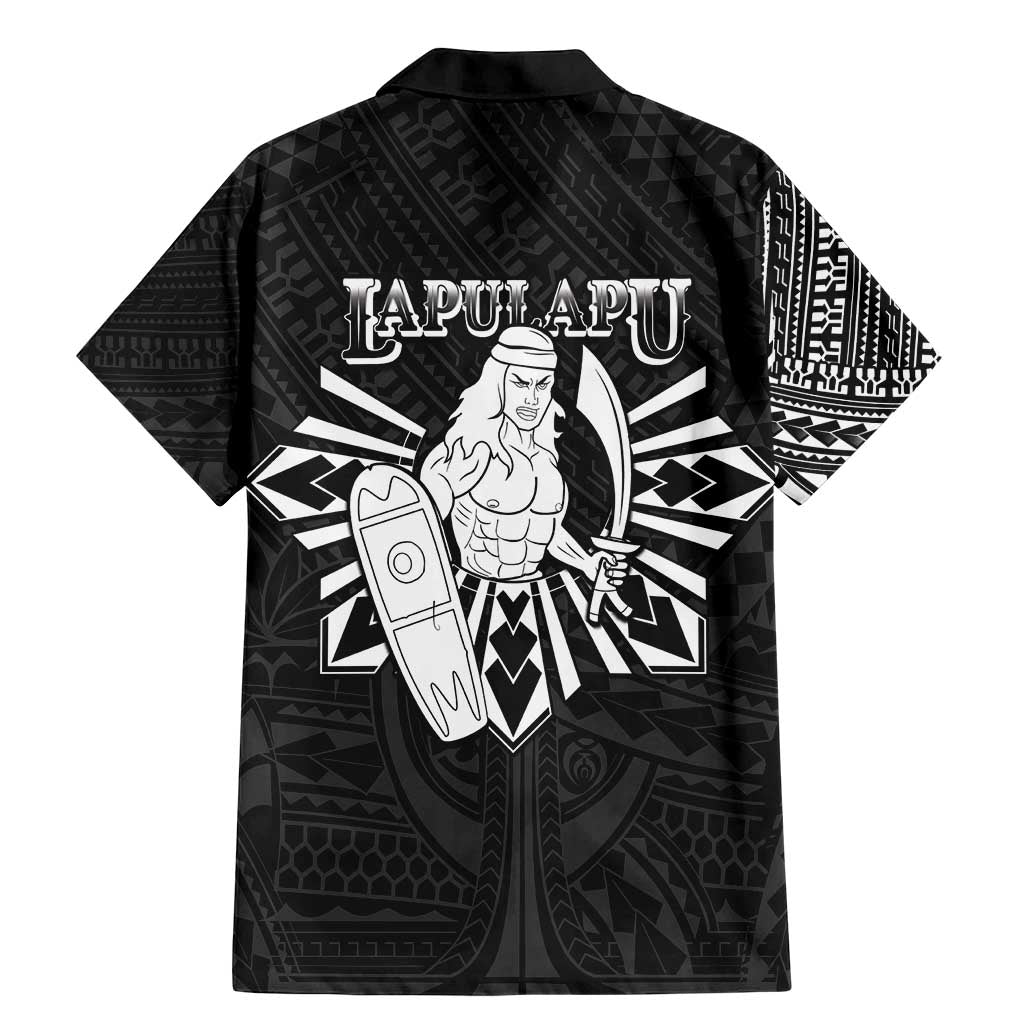 Philippines Tribal Family Matching Mermaid Dress and Hawaiian Shirt King Lapu Lapu Black Version