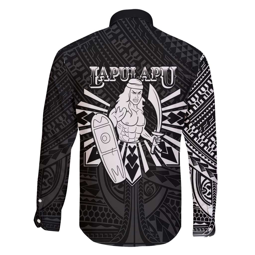 Philippines Tribal Family Matching Off Shoulder Maxi Dress and Hawaiian Shirt King Lapu Lapu Black Version