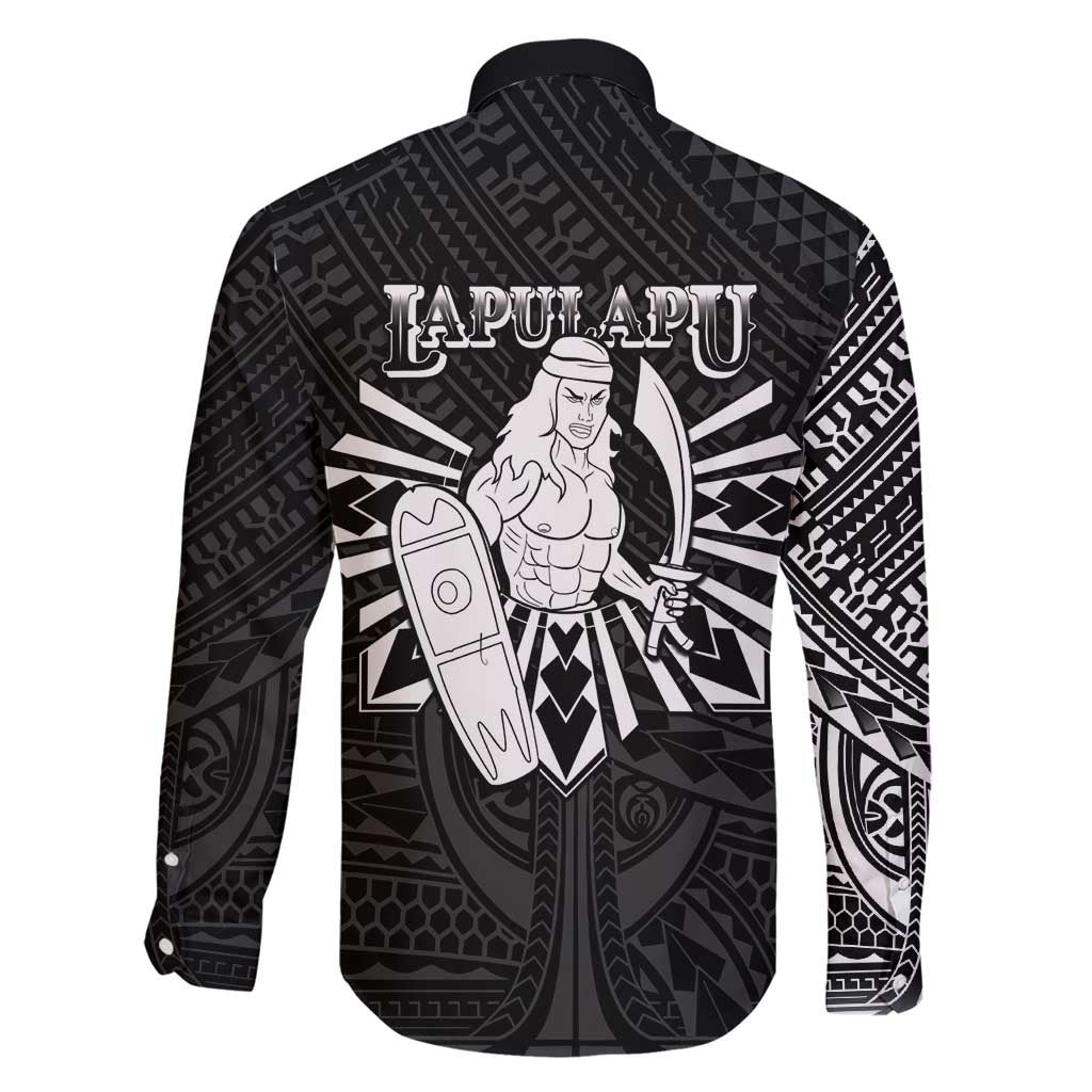 Philippines Tribal Family Matching Short Sleeve Bodycon Dress and Hawaiian Shirt King Lapu Lapu Black Version