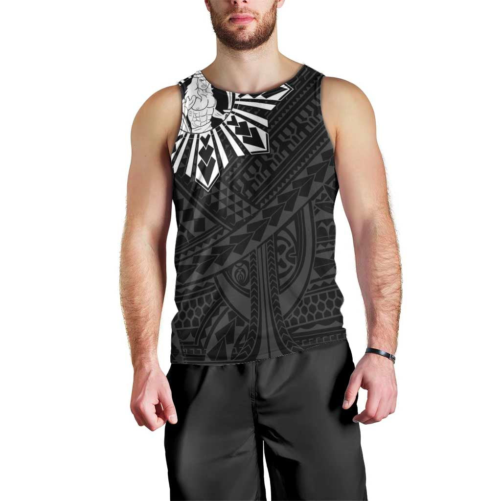 Philippines Tribal Men Tank Top King Lapu Lapu Black Version