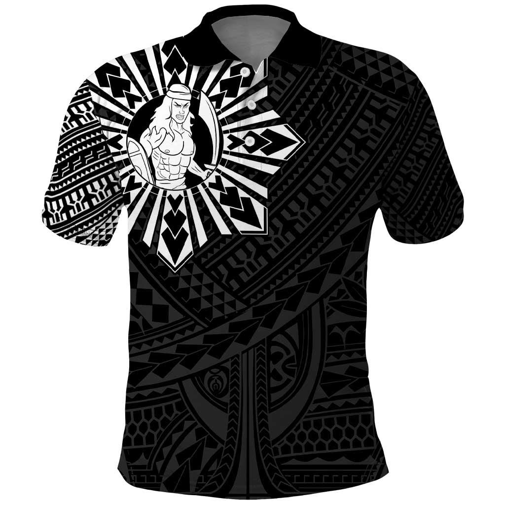 Philippines Tribal Polo Shirt King Lapu Lapu Black Version