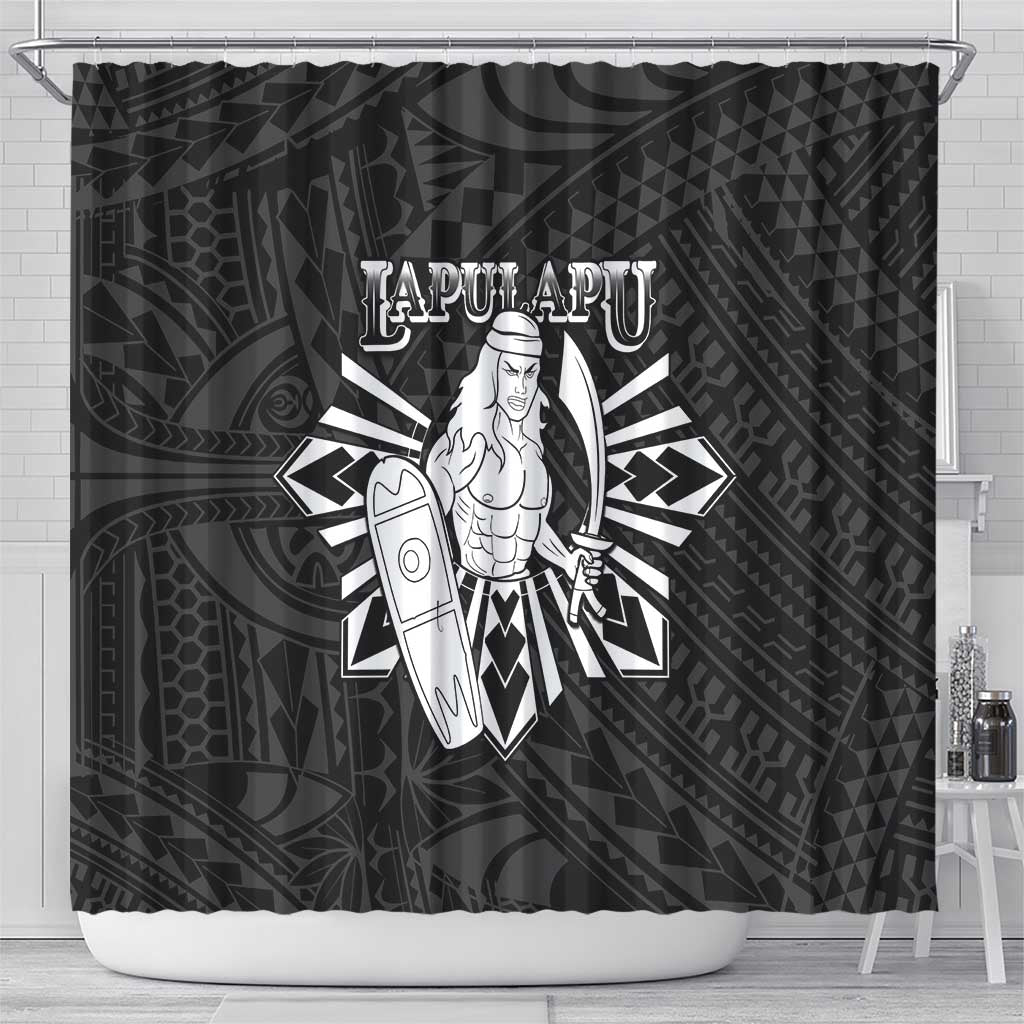 Philippines Tribal Shower Curtain King Lapu Lapu Black Version