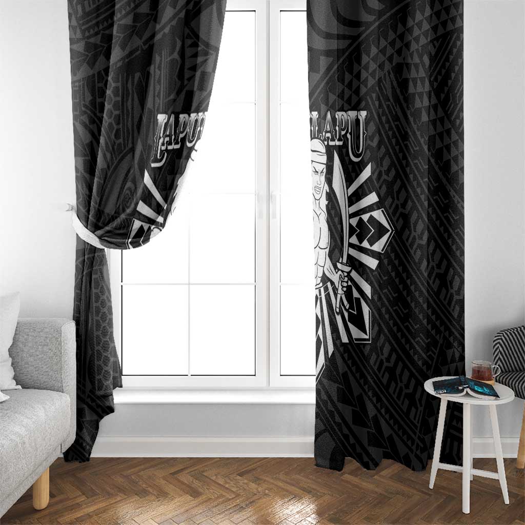 Philippines Tribal Window Curtain King Lapu Lapu Black Version