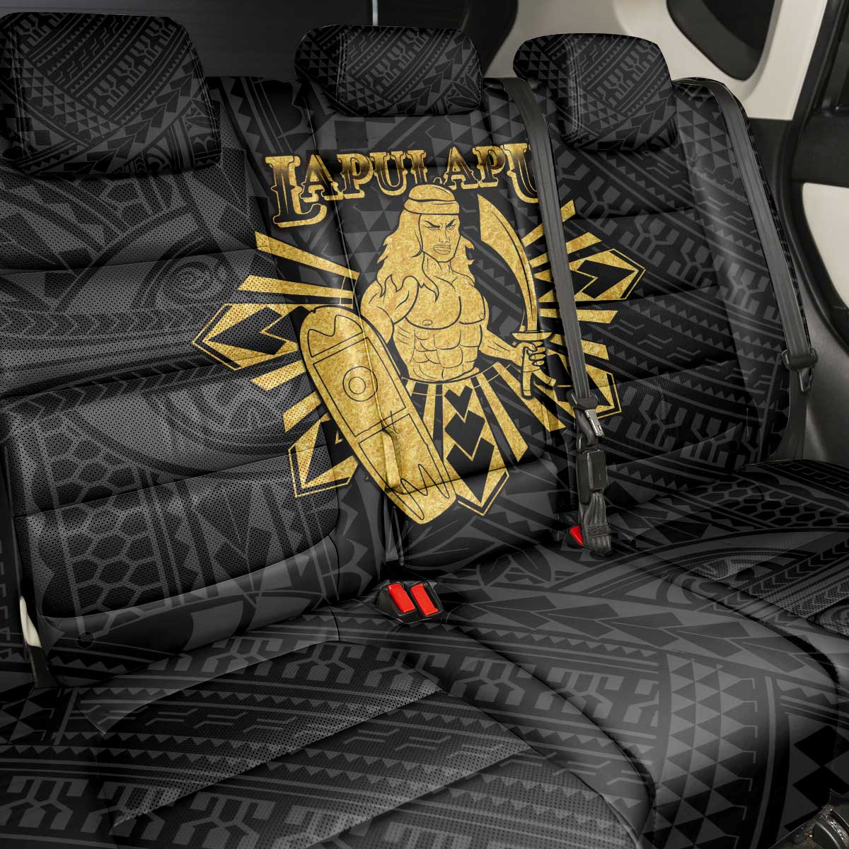 Philippines Tribal Back Car Seat Cover King Lapu Lapu Gold Version