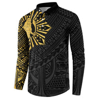 Philippines Tribal Button Sweatshirt King Lapu Lapu Gold Version