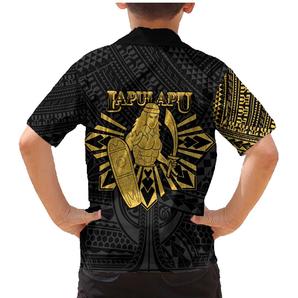 Philippines Tribal Family Matching Mermaid Dress and Hawaiian Shirt King Lapu Lapu Gold Version