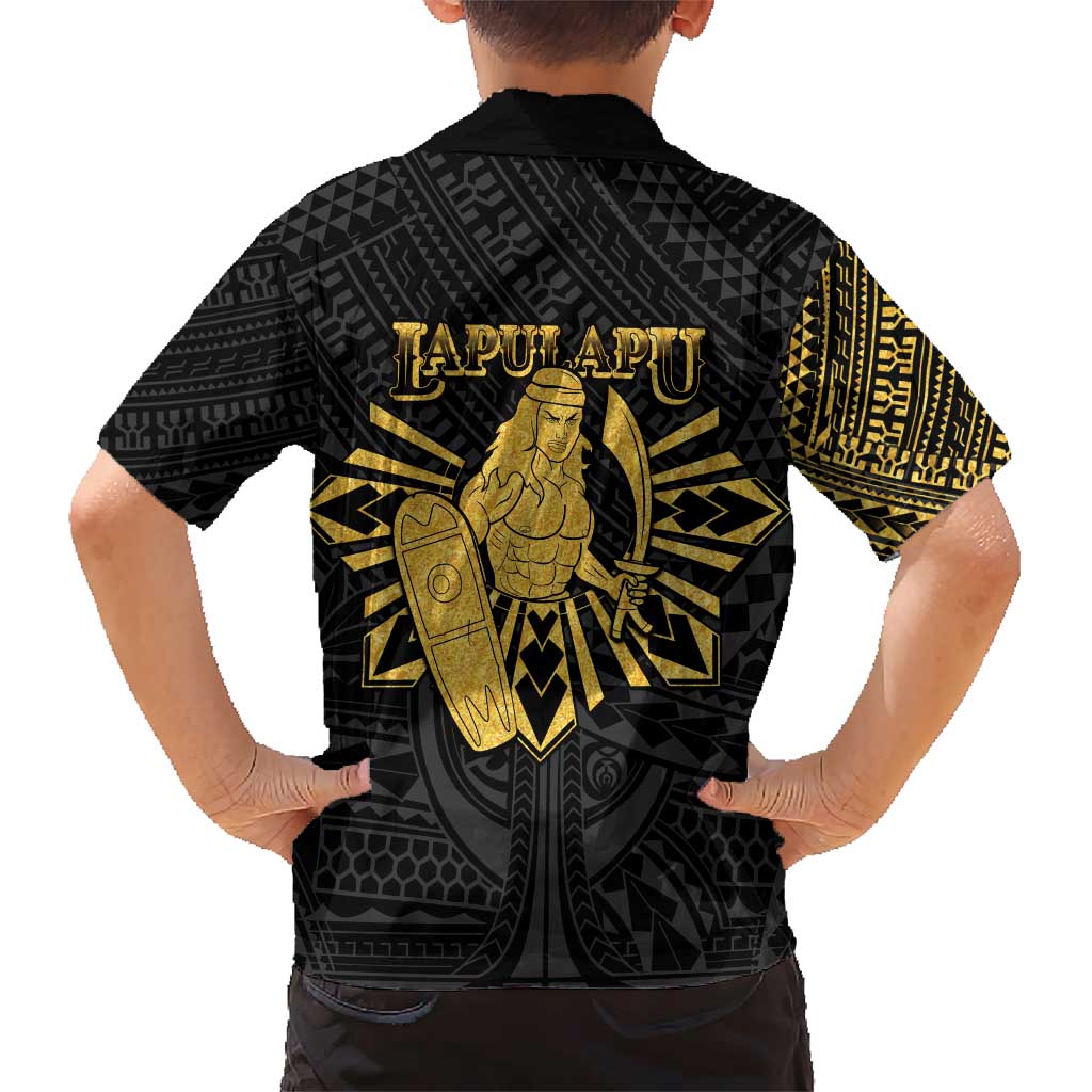 Philippines Tribal Kid Hawaiian Shirt King Lapu Lapu Gold Version