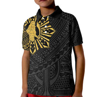 Philippines Tribal Kid Polo Shirt King Lapu Lapu Gold Version