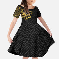 Philippines Tribal Kid Short Sleeve Dress King Lapu Lapu Gold Version