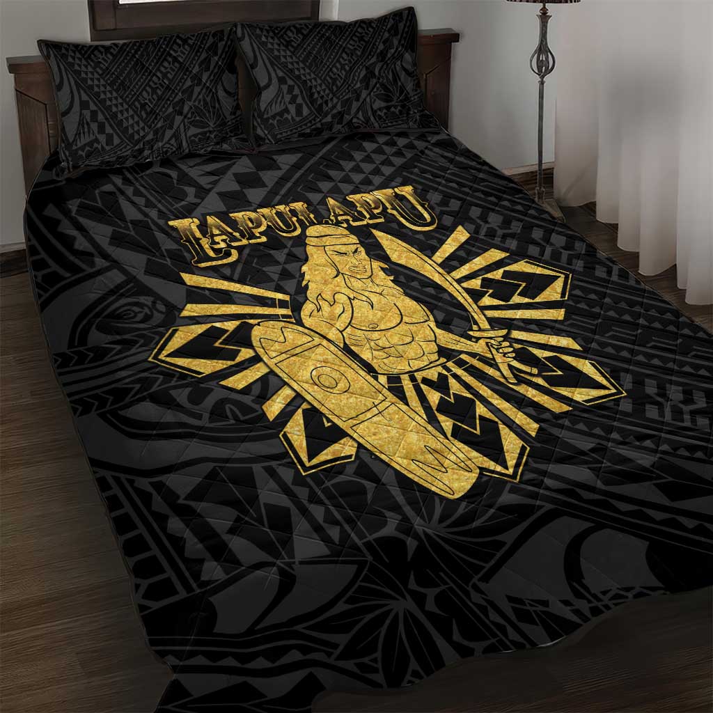 Philippines Tribal Quilt Bed Set King Lapu Lapu Gold Version