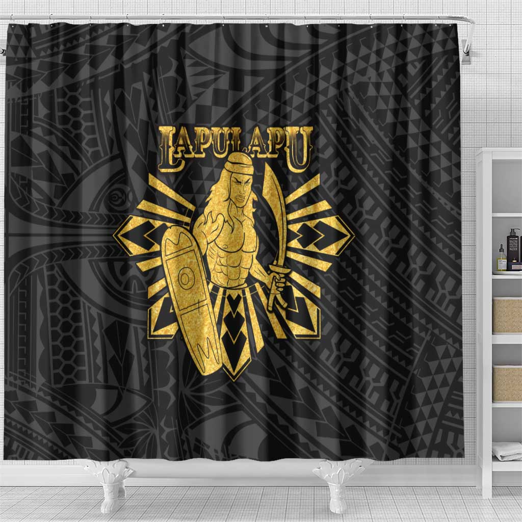 Philippines Tribal Shower Curtain King Lapu Lapu Gold Version