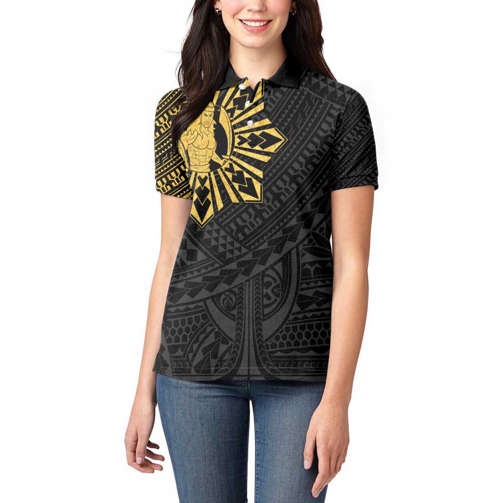Philippines Tribal Women Polo Shirt King Lapu Lapu Gold Version