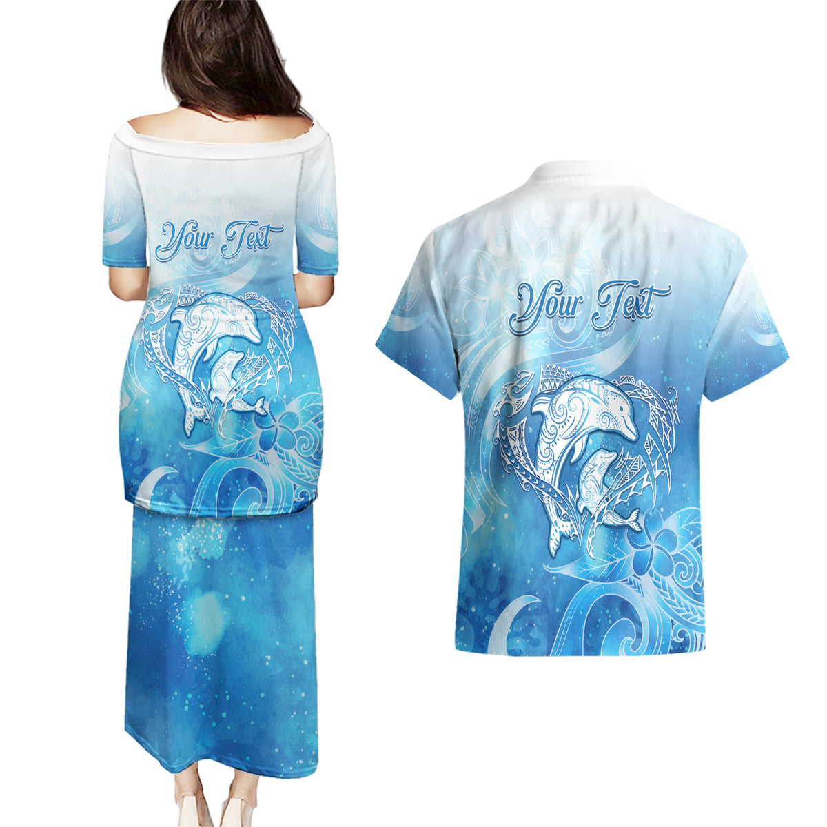 Mother's Love Is Deeper Than Ocean Couples Matching Puletasi and Hawaiian Shirt Polynesian Style