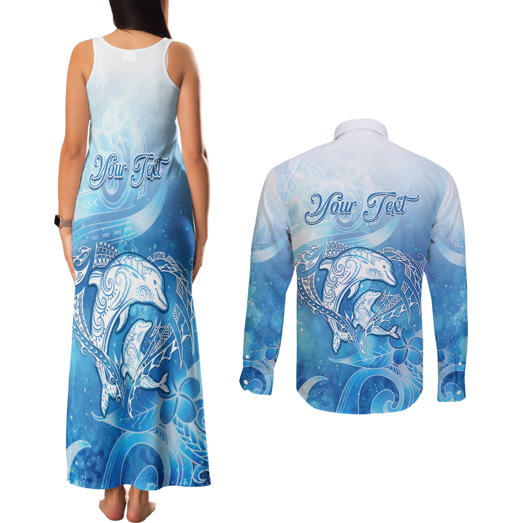 Mother's Love Is Deeper Than Ocean Couples Matching Tank Maxi Dress and Long Sleeve Button Shirt Polynesian Style