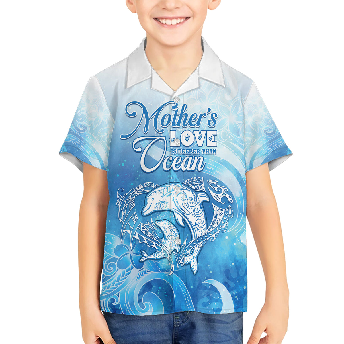 Mother's Love Is Deeper Than Ocean Family Matching Short Sleeve Bodycon Dress and Hawaiian Shirt Polynesian Style