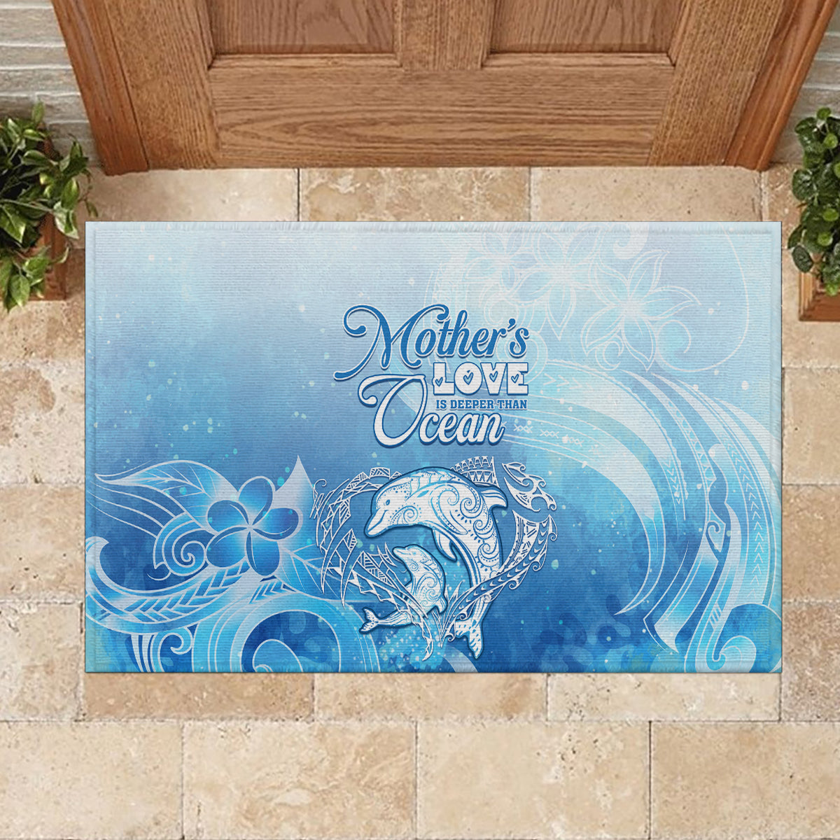 Mother's Love Is Deeper Than Ocean Rubber Doormat Polynesian Style