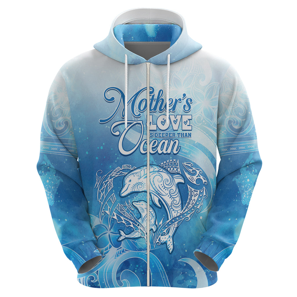 Mother's Love Is Deeper Than Ocean Zip Hoodie Polynesian Style
