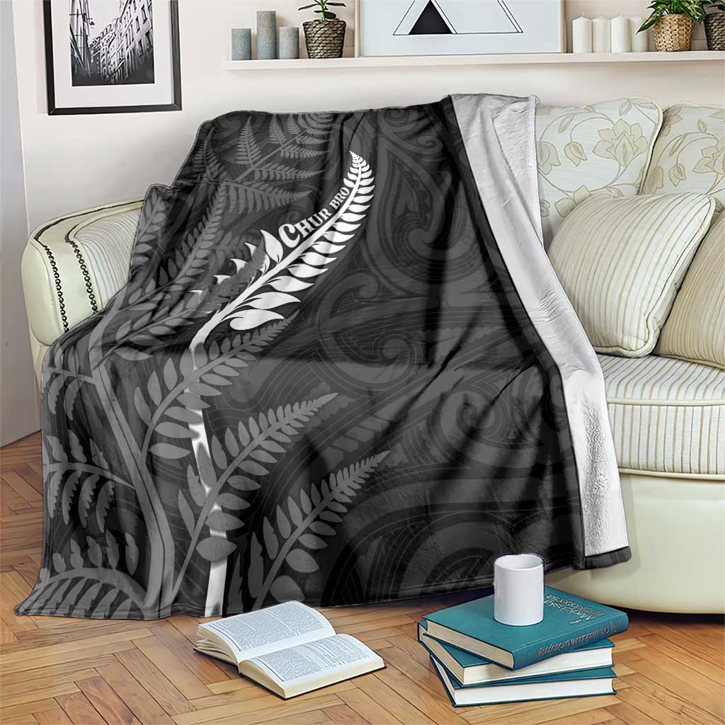 New Zealand Chur Bro Blanket Maori Koru With Silver Fern