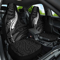 New Zealand Chur Bro Car Seat Cover Maori Koru With Silver Fern LT05 One Size Black - Polynesian Pride