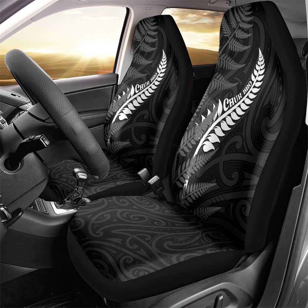New Zealand Chur Bro Car Seat Cover Maori Koru With Silver Fern LT05 - Polynesian Pride