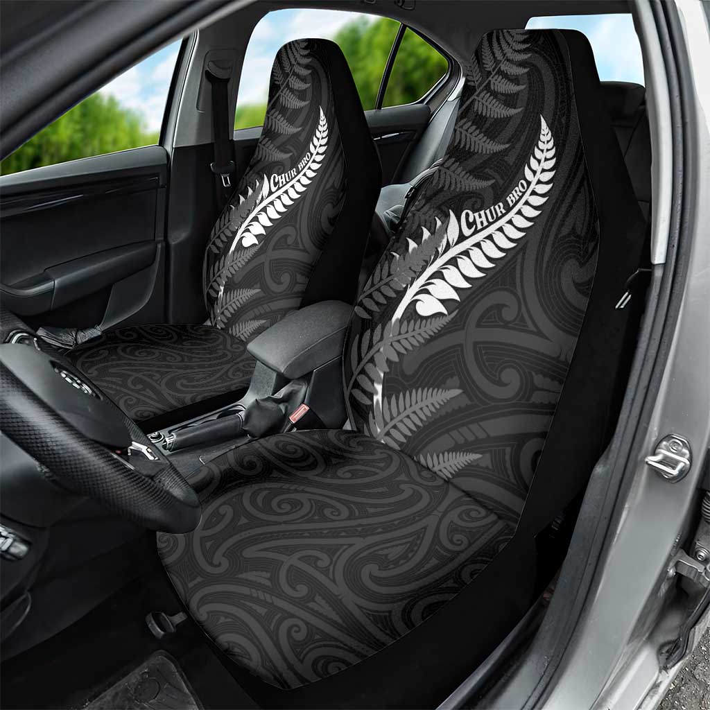 New Zealand Chur Bro Car Seat Cover Maori Koru With Silver Fern LT05 - Polynesian Pride