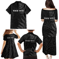 Personalised New Zealand Chur Bro Family Matching Puletasi and Hawaiian Shirt Maori Koru With Silver Fern