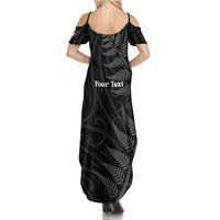 Personalised New Zealand Chur Bro Family Matching Summer Maxi Dress and Hawaiian Shirt Maori Koru With Silver Fern