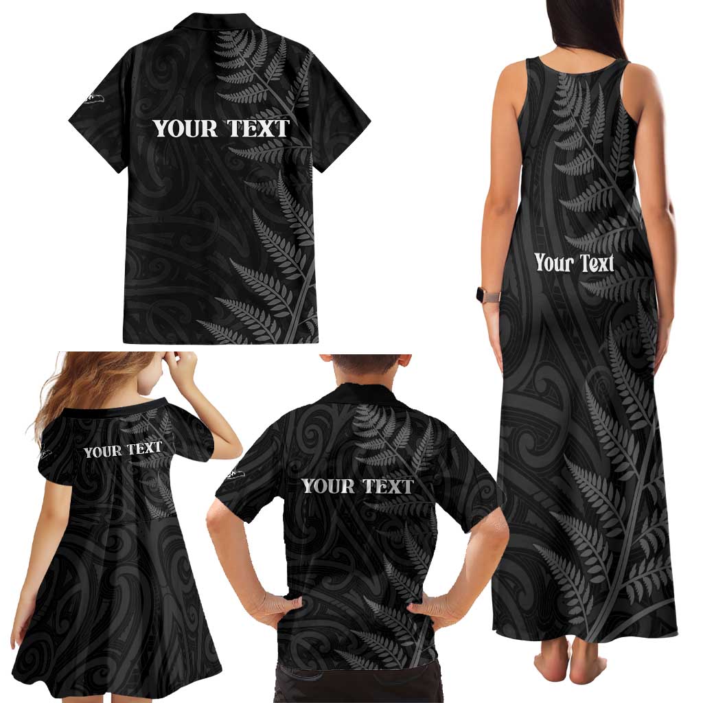 Personalised New Zealand Chur Bro Family Matching Tank Maxi Dress and Hawaiian Shirt Maori Koru With Silver Fern