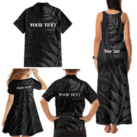 Personalised New Zealand Chur Bro Family Matching Tank Maxi Dress and Hawaiian Shirt Maori Koru With Silver Fern