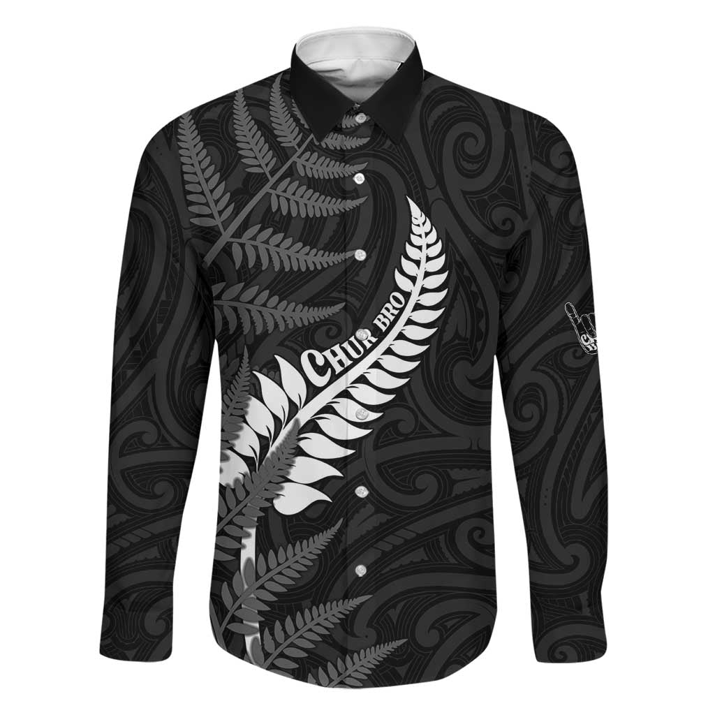Personalised New Zealand Chur Bro Family Matching Tank Maxi Dress and Hawaiian Shirt Maori Koru With Silver Fern