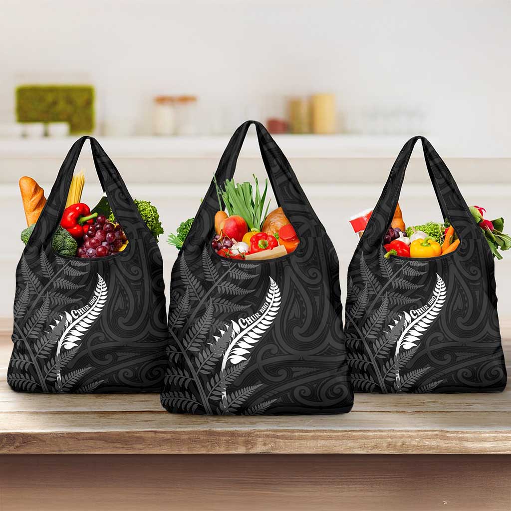 New Zealand Chur Bro Grocery Bag Maori Koru With Silver Fern
