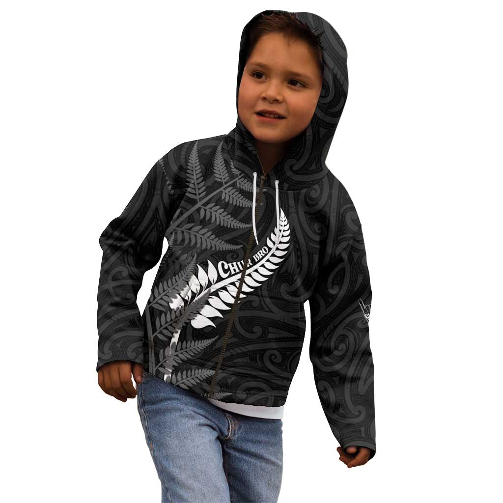 Personalised New Zealand Chur Bro Kid Hoodie Maori Koru With Silver Fern LT05 - Polynesian Pride