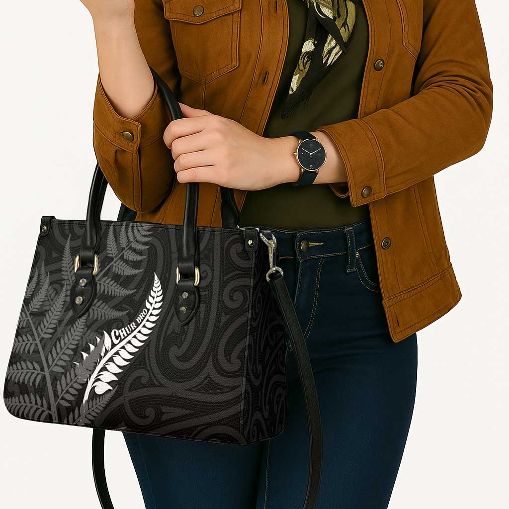 New Zealand Chur Bro Leather Bag Maori Koru With Silver Fern