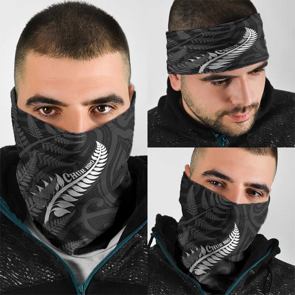 New Zealand Chur Bro Neck Gaiter Maori Koru With Silver Fern