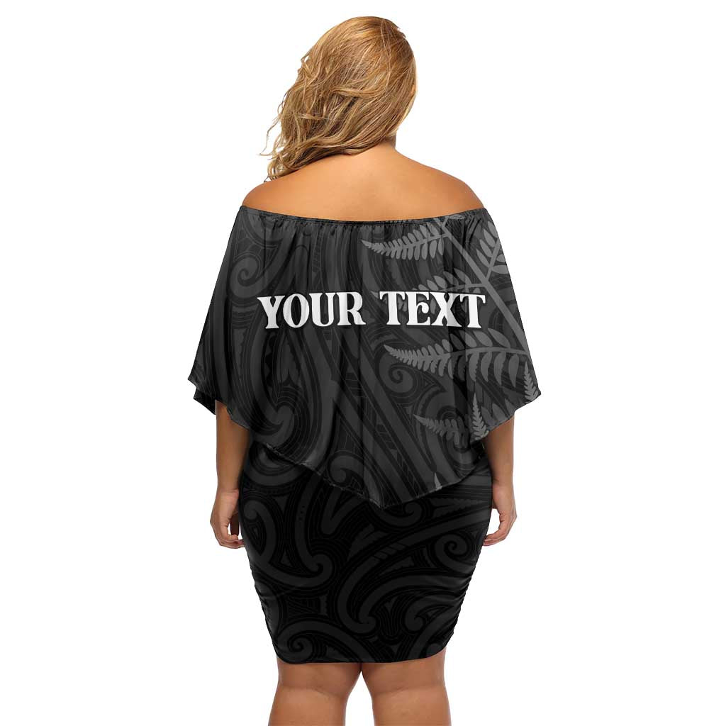 Personalised New Zealand Chur Bro Off Shoulder Short Dress Maori Koru With Silver Fern LT05 - Polynesian Pride