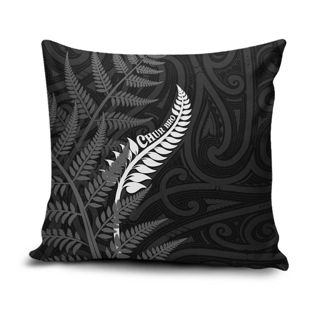 New Zealand Chur Bro Pillow Cover Maori Koru With Silver Fern