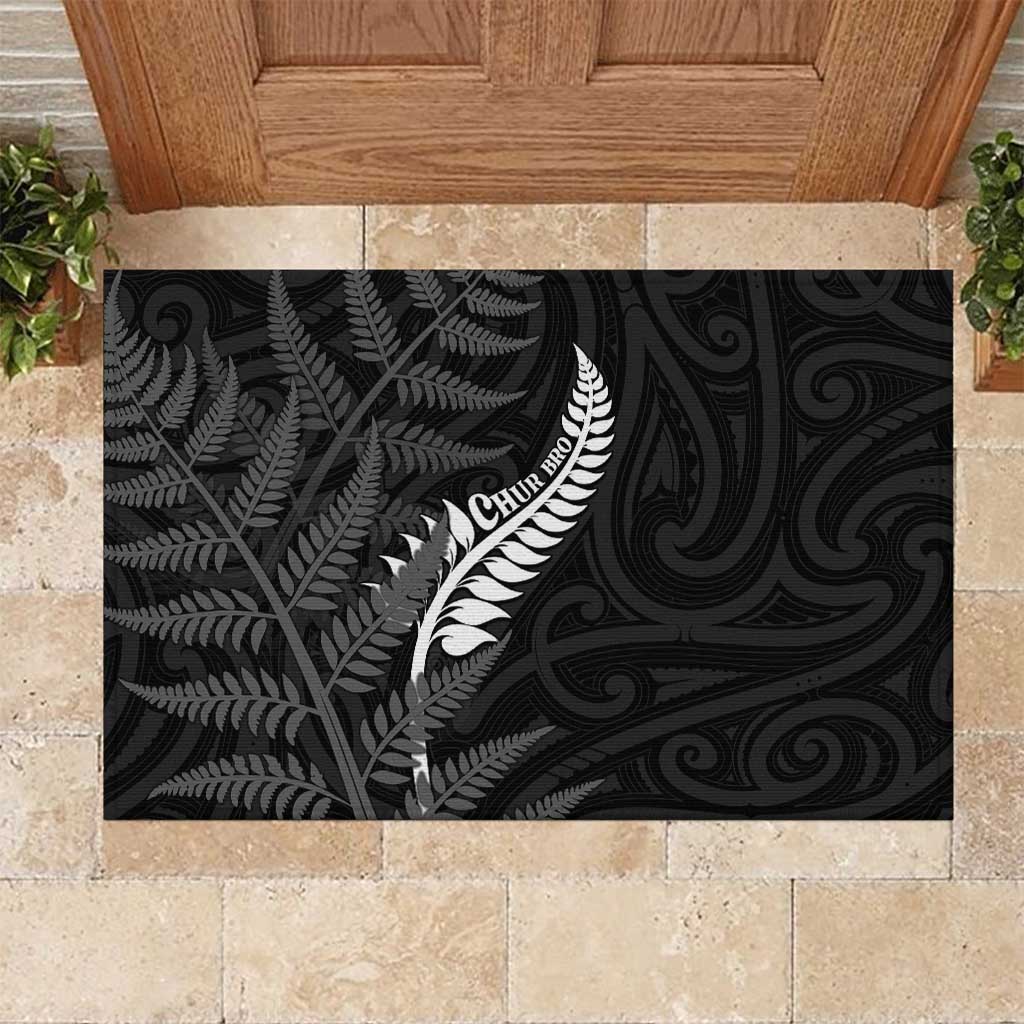 New Zealand Chur Bro Rubber Doormat Maori Koru With Silver Fern