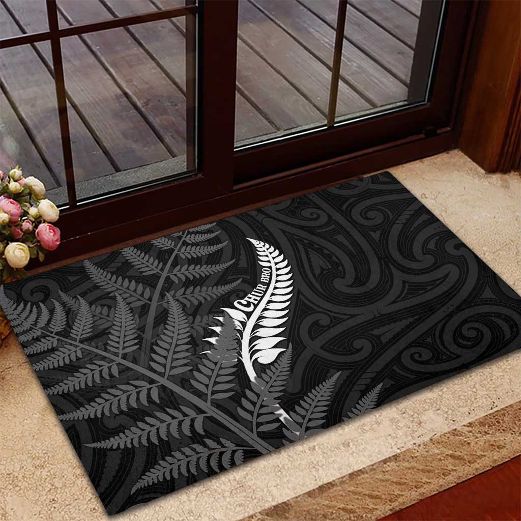 New Zealand Chur Bro Rubber Doormat Maori Koru With Silver Fern